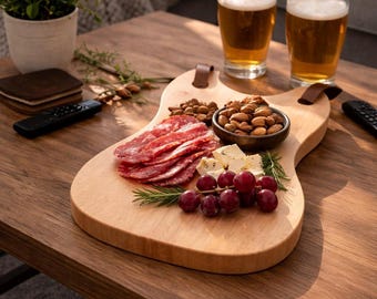Handcrafted Guitar Charcuterie Board | Solid Walnut or Maple Wood Serving Tray