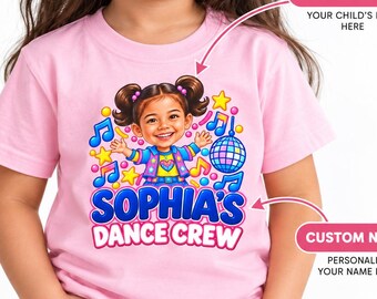 Personalized Toddler Dance Crew Comfort Colors® Custom Face Name, Girls Dance Birthday Shirt, Custom Kids Music Shirt, Dance Party Gift
