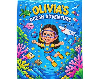 Personalized Ocean Adventure Blanket | Kids Velveteen Plush Blanket