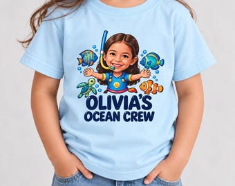 Personalized "Olivia's Ocean Crew" Kids Tee | Underwater Fish Diving Design