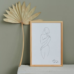 Female Figure Sketch, Woman Body Line Art, Minimalist Wall Home Decor, Digital Download, Female Figure Series