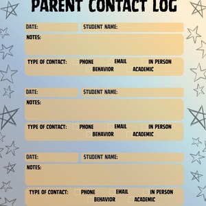 Registro de comunicación con los padres y seguimiento del comportamiento / Formularios de gestión del aula / Material imprimible para la carpeta del profesor