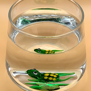 Funny frog glass - Handmade Murano water / wine glass / whisky glass / juice glass / cognac glass with animal figures, housewarming gift