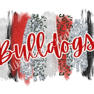 Bulldogs Sparkle Spirit PNG Digital Download | Digital Image | Sublimation Design | Instant Download PNG| Bulldogs red school mascot logo