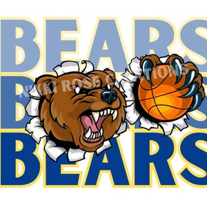 Bears Basketball PNG: Blue and Gold School Spirit (Digital Download)
