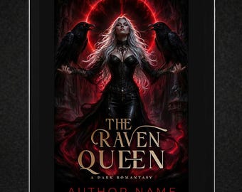 Raven Queen Dark Fantasy Romance Cover | Witch Heroine, Red Moon (Kindle Ready)