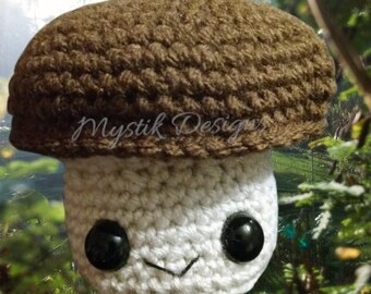 Porcini Brown Mushroom Amigurumi | Handmade Made to Order Stuffed Crochet Plush Toy Custom Gift Idea