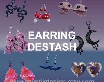 Earring Destash | Mystery Grab Bag Dangle Stud Post Resin Crochet Amigurumi Handmade Hypoallergenic Gift Ideas