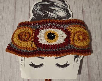 Crochet Art Eye Earwarmer Headband Handmade Crochet Headband Pattern - Third Eye Freeform Crochet  main image 2