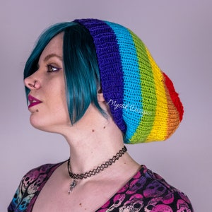 MADE TO ORDER Pride Flag Slouchy Hat | Knitted Beanie lgbtqia+ Handmade