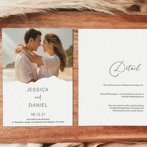 Tarjeta de invitación de boda mínima, plantilla de invitación de boda simple Plantilla de invitación de boda imprimible, invitación de boda imprimible