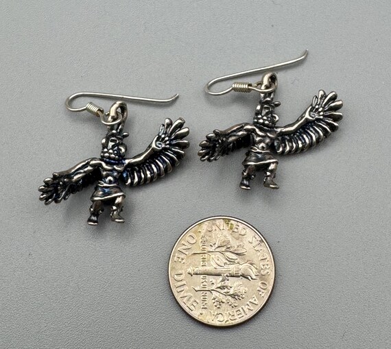 Signed SC Native Eagle Kachira Dancer Dangle Earr… - image 2