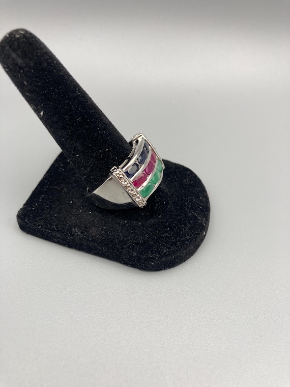 SAN Signed 3 Layer Natural Emerald Ruby Sapphire … - image 5