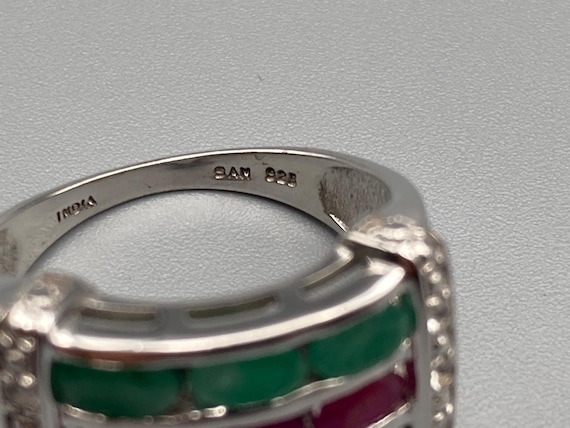 SAN Signed 3 Layer Natural Emerald Ruby Sapphire … - image 8