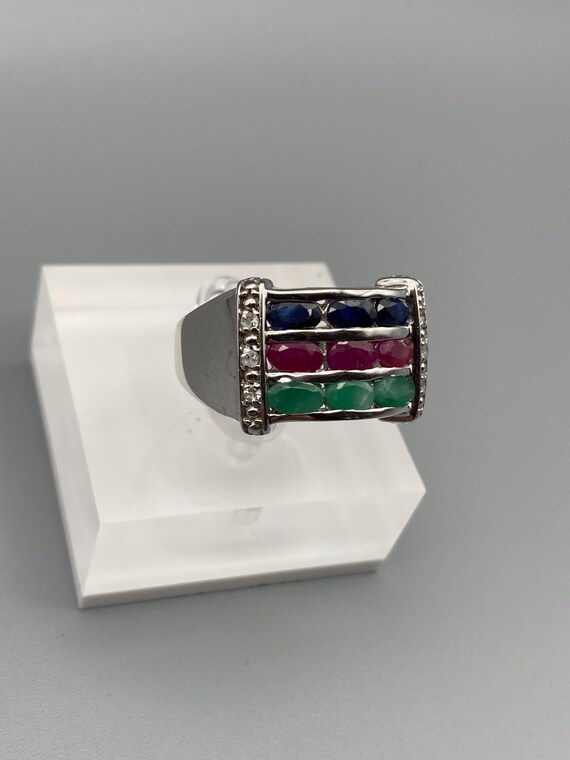 SAN Signed 3 Layer Natural Emerald Ruby Sapphire … - image 3