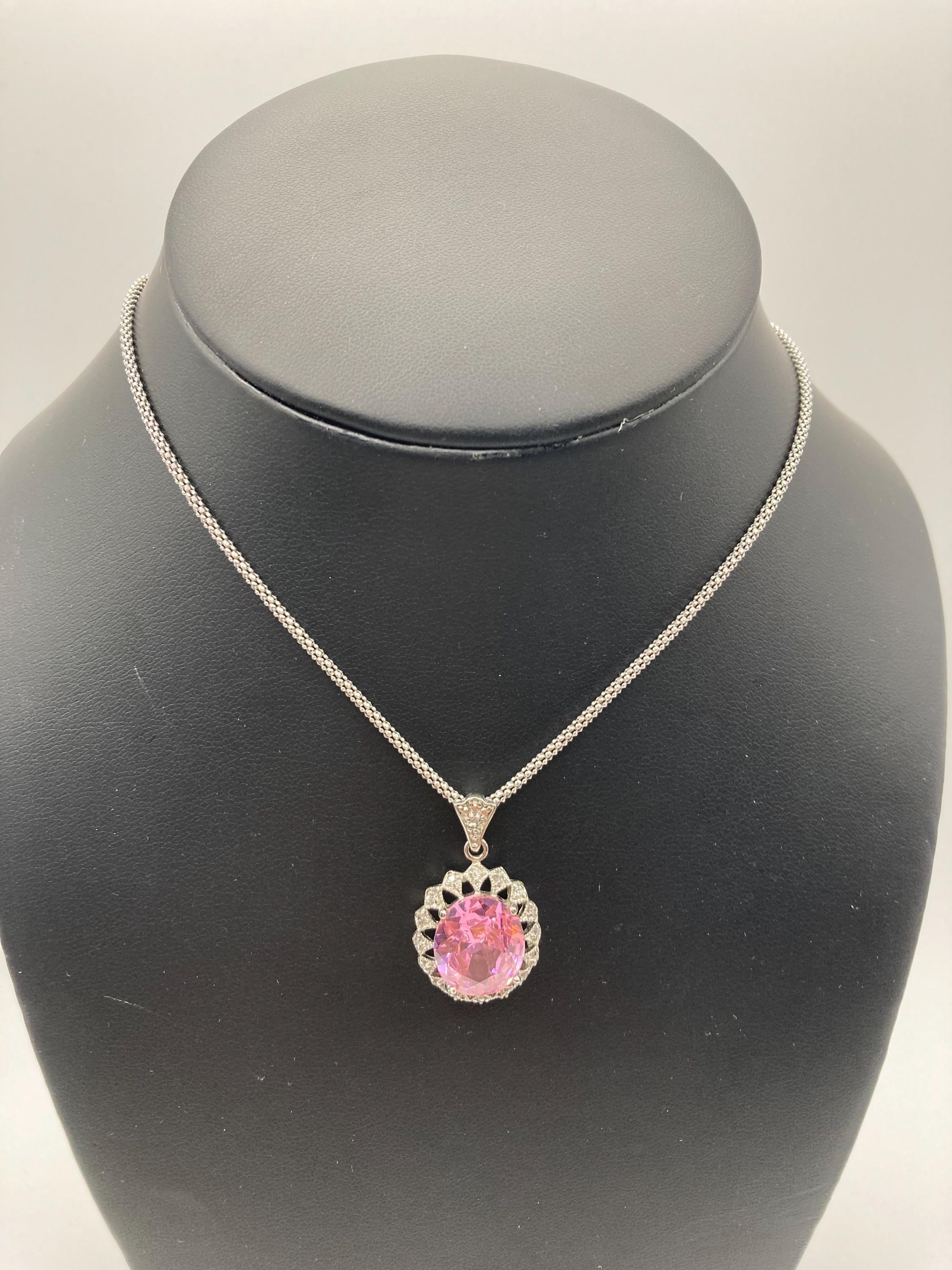 Signed DBJ Dee Berkley Oval Pink Gemstone With CZ Halo 925