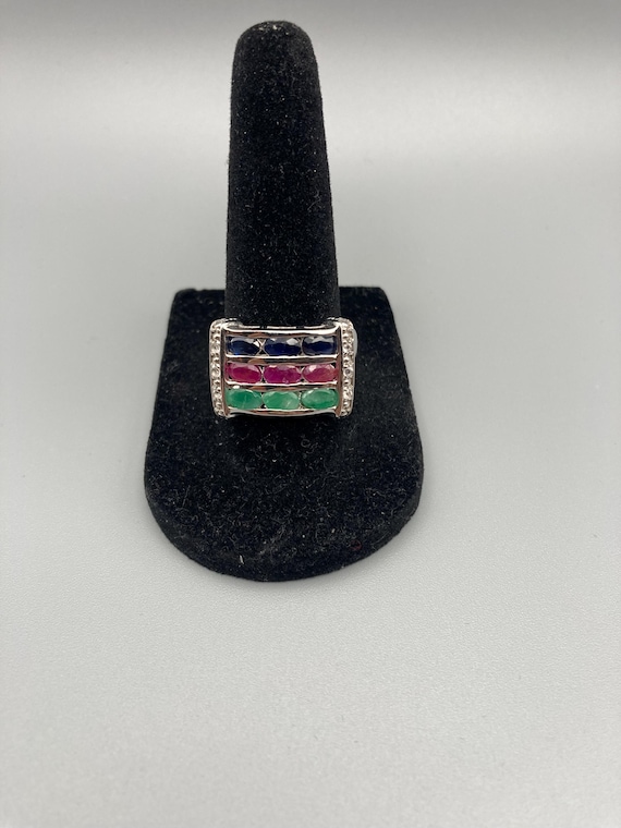 SAN Signed 3 Layer Natural Emerald Ruby Sapphire … - image 4