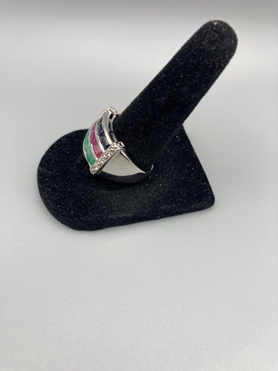 SAN Signed 3 Layer Natural Emerald Ruby Sapphire … - image 6