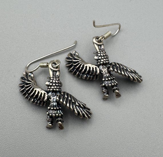 Signed SC Native Eagle Kachira Dancer Dangle Earr… - image 3