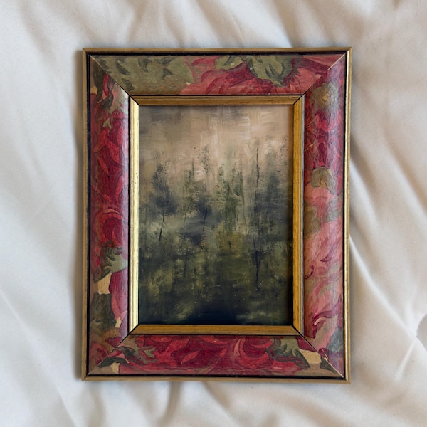 Vintage gerahmte Bäume Druck, Cottage Dekor, stimmungsvolle traditionelle Mini-Galeriewandkunst (5,5 x 7)
