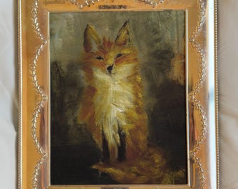 Vintage framed Fox Print / Woodland Animals Forest Print, Moody Vintage Whimsical Wall Art / Enchanted Forest Fox Decor Cottagecore Academia