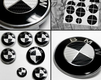 Black & White CARBON Decals for BMW Badge, Roundel Inserts, Badge Stickers Wrap Overlays for All Bmw Models Series 1 2 3 4 5 6 7 8 X Z M
