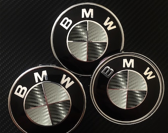 Black & Grey CARBON Aufkleber für BMW Logo, runde Einsätze, Badge Stickers Wrap Overlay für alle Bmw Modelle Serie 1 2 3 4 5 6 7 8 X Z M
