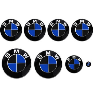 Black & Blue MATTE Decals for BMW Badge, Roundel Inserts, Emblem Stickers Wrap Overlays for All Bmw Models Series 1 2 3 4 5 6 7 8 X Z M