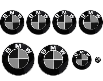 Schwarz & hellgrau MATTE Aufkleber für BMW Badge, Rondell Einsätze, Emblem Aufkleber Wrap Overlay für alle Bmw Modelle Serie 1 2 3 4 5 6 7 8 X M
