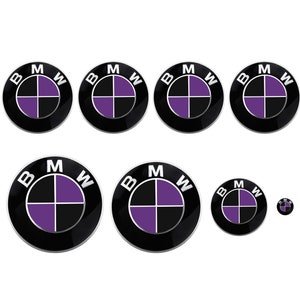 Black & Purple MATTE Decals for BMW Badge, Roundel Inserts, Emblem Stickers Wrap Overlays for All Bmw Models Series 1 2 3 4 5 6 7 8 X Z M