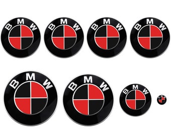 Adhesivos mate negros y rojos para el emblema BMW, inserciones redondas, pegatinas para todos los modelos BMW Series 1, 2, 3, 4, 5, 6, 7, 8, X, Z y M.