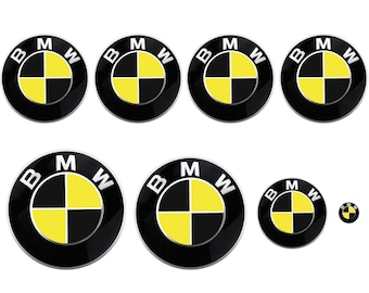Schwarz & Gelb MATTE Aufkleber für BMW Badge, Rondelle Einsätze, Emblem Aufkleber Wrap Overlays für alle Bmw Modelle Serie 1 2 3 4 5 6 7 8 X Z M