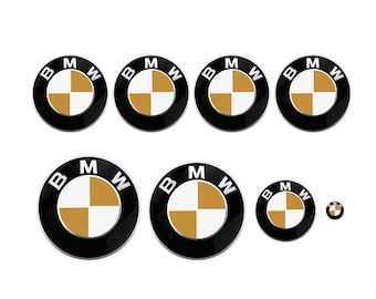 Weiß & Gold MATTE Aufkleber für BMW Abzeichen, Rondelle Einsätze, Emblem Aufkleber Wrap Overlays für alle Bmw Modelle Serie 1 2 3 4 5 6 7 8 X Z M