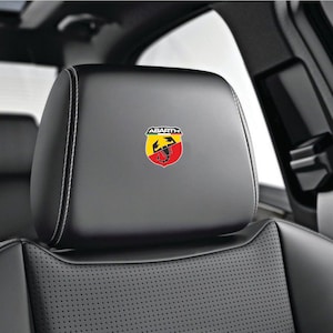 5x naklejka na zagłówek ABARTH, naklejki z emblematem Abarth na skórzane siedzenia, naklejka Abarth, naklejki Fiat 500, naklejki Fiat 500 Abarth