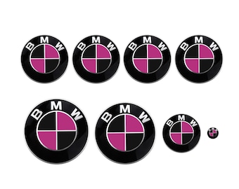 Schwarz & Hot Pink MATTE Aufkleber für BMW Badge, Rondell Einsätze, Emblem Aufkleber Wrap Overlay für alle Bmw Modelle Serie 1 2 3 4 5 6 7 8 X M