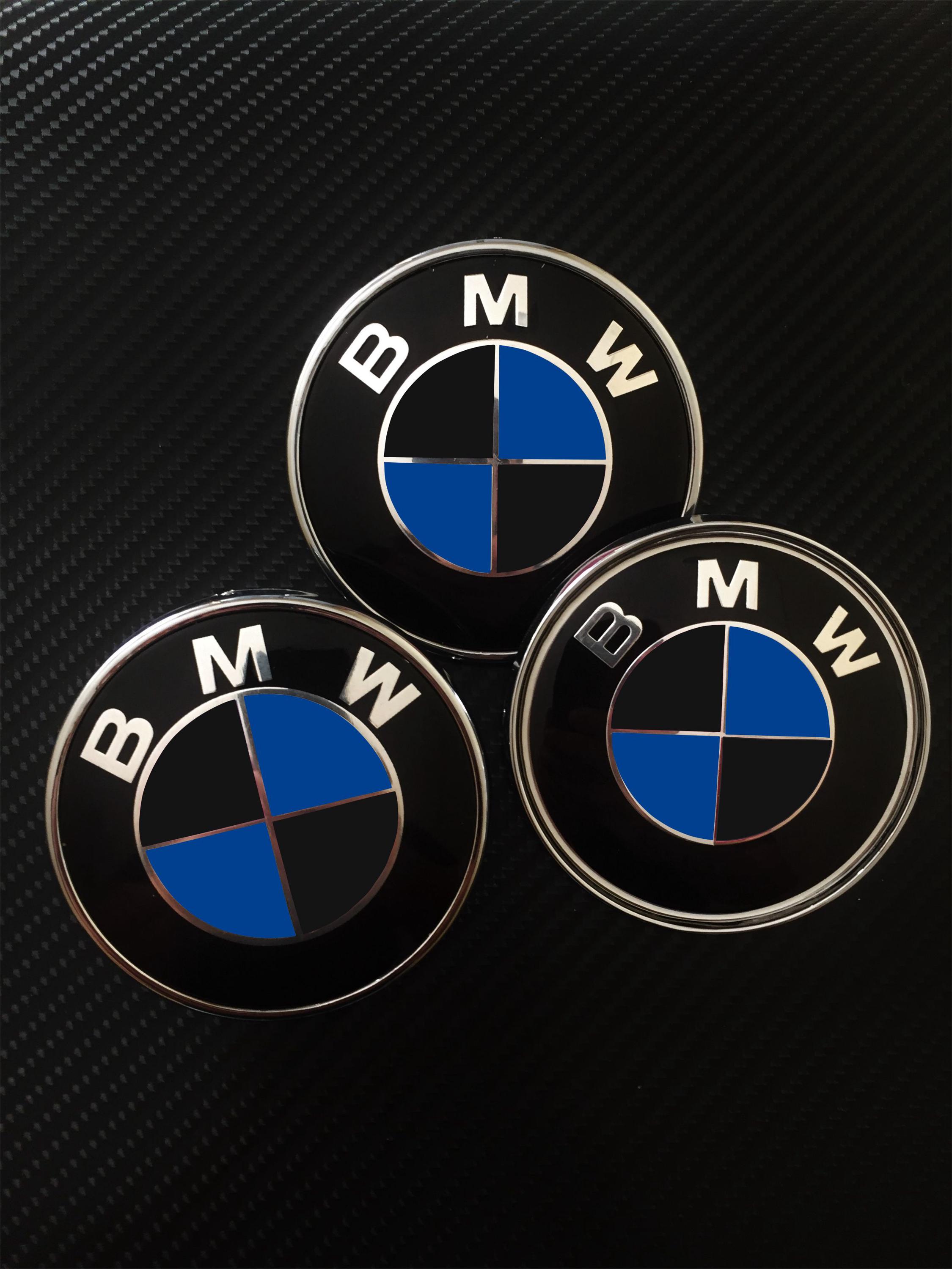 BLACK GLOSS BADGE EMBLEM TINT OVERLAY PROTECTION FOR BMW 2 PIECE @FITS