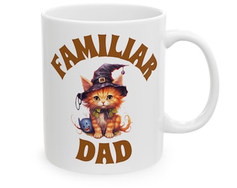Orange Tabby Cat Familiar Dad Coffee Mug, Halloween Drinkware