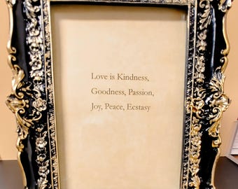 Meaning of Love Framed Art | Elegant Black and Gold Baroque Decor
