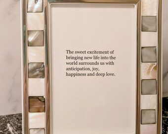 New Life Spring Art | Mother of Pearl Mosaic Silver 4x6 Frame | Sweet Love