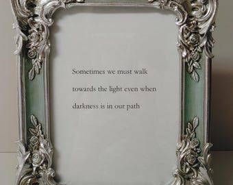 Uplifting Framed Original Wall Art | 5x7 Vintage Silver Green | Home Decor