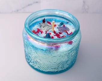 Pisces Zodiac Soy Candle | Sandalwood Amber | Turquoise 4 oz Glass | Astrology Birthday Gift