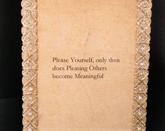 Self Worth Quote Framed Art | Gold Rhinestone 4x6 | Self Care Boundaries Gift