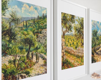 Palestinian Olive Orchard Watercolor Wall Art, Arabic Landscape Decor, Ramadan Eid Gift, Greenery Art Print, Palestinian Home Decor
