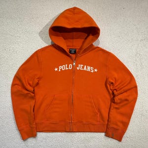 Felpa con cappuccio e zip corta Y2K Polo Jeans: felpa arancione Ralph Lauren