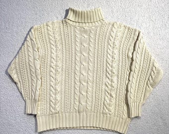 80年代風 GAP ケーブルニット タートルネック セーター - Sサイズ 