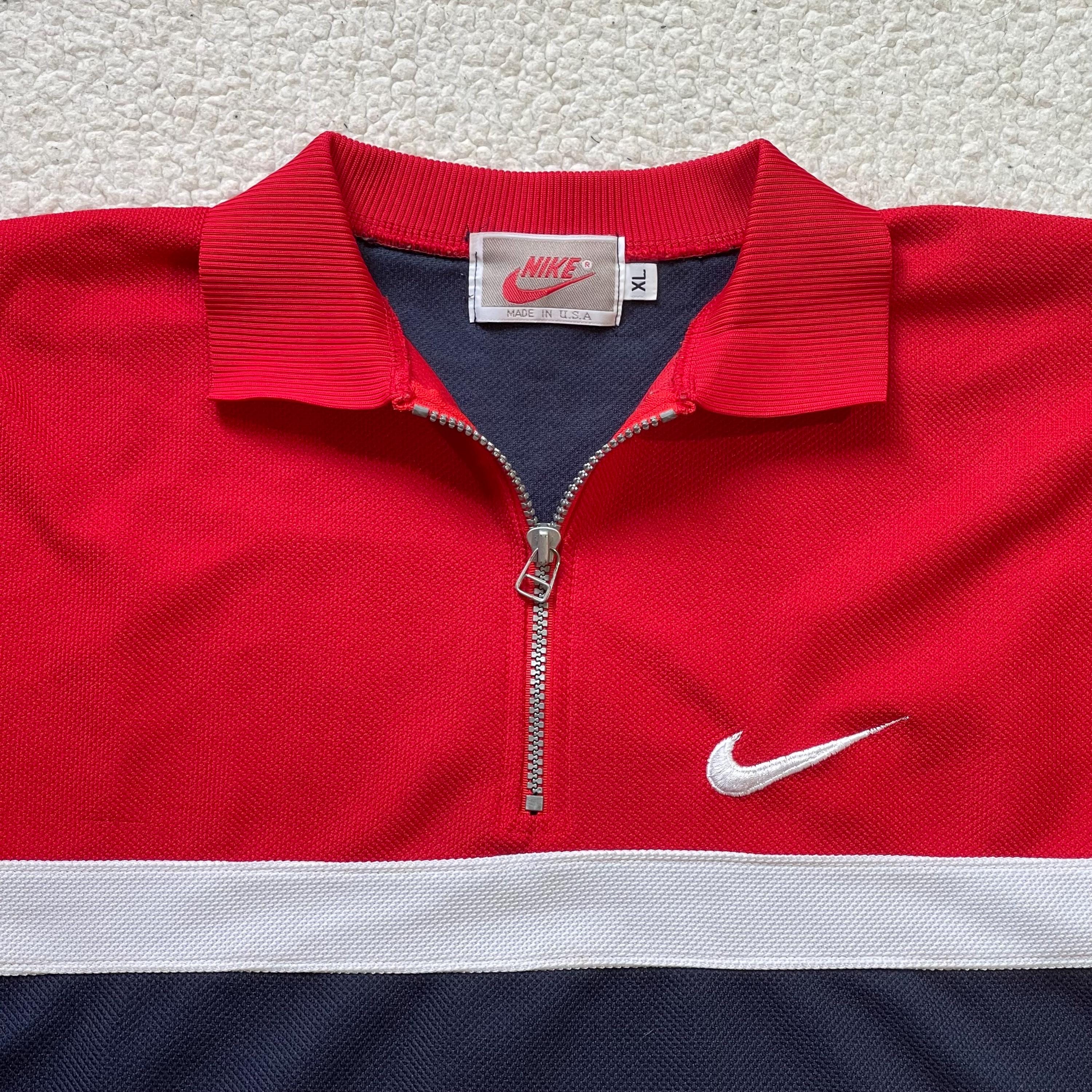 80年代ヴィンテージ Nike USA ポロシャツ - クォータージップ、メンズ 