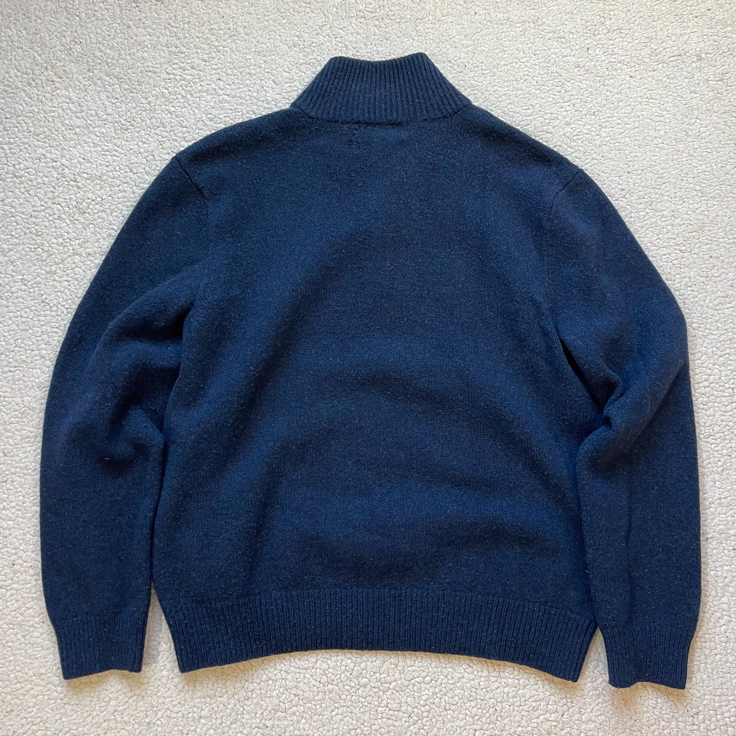 Vintage 80s Polo Ralph Lauren Lambswool 1/4 Zip Sweater - Mens L