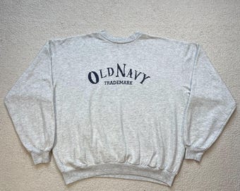 Vintage anos 90 Old Navy Estilo Náutico Spellout Boxy Cropped Crewneck Sweatshirt Masculino XL