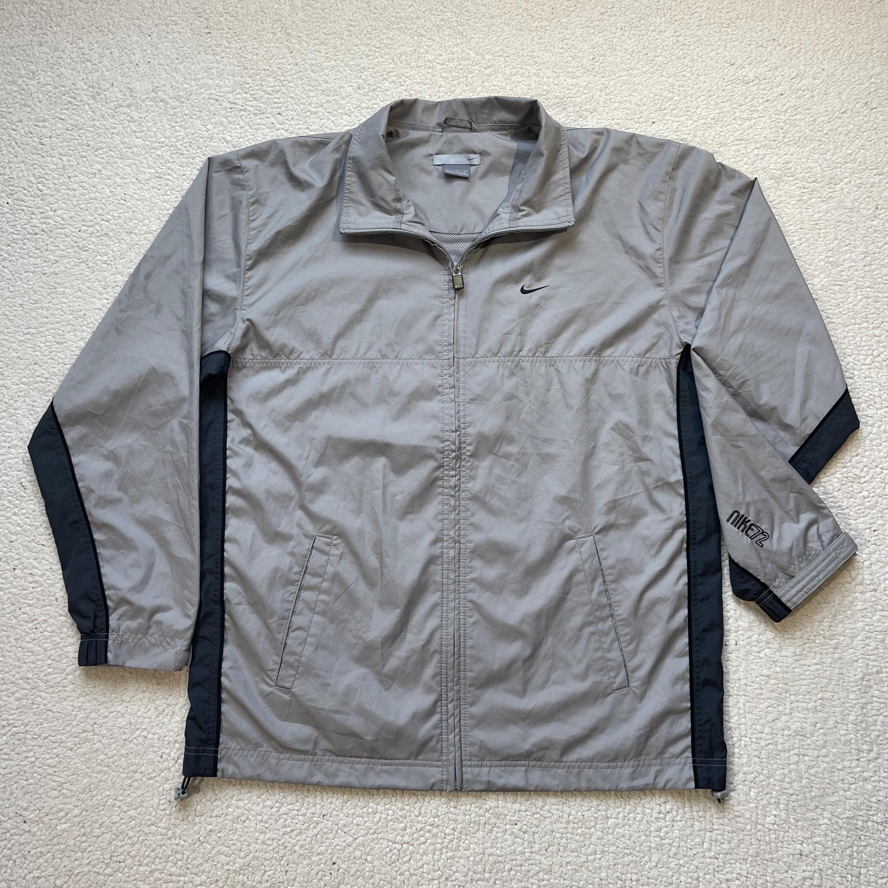 Vintage 00s Nike Windbreaker, Embroidered Gray Sportswear (mens XL