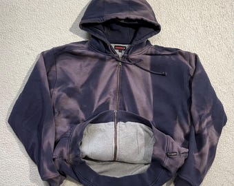 Vintage Sun Faded Thermal Lined Hoodie Zip up Sweater 3xl - Etsy
